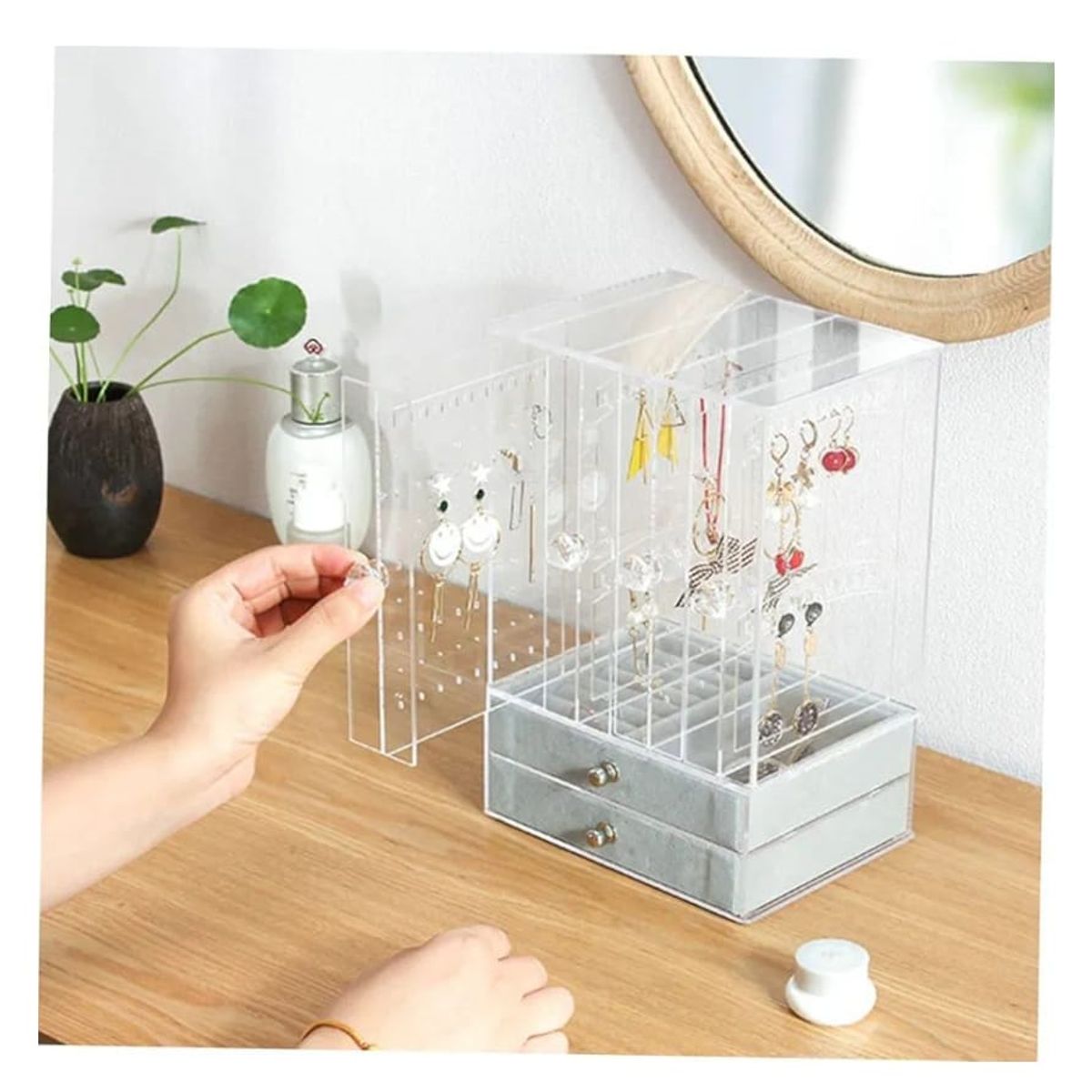 GENERICO - Organizador de Joyas Acrílico de Lujo con 4 puertas y 2 cajones