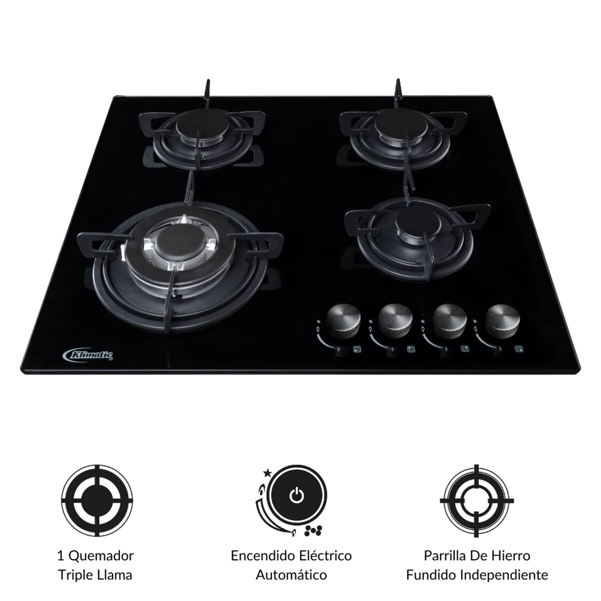 KLIMATIC - Cocina Empotrable Klimatic Nina 60 4 Hornillas - Negro