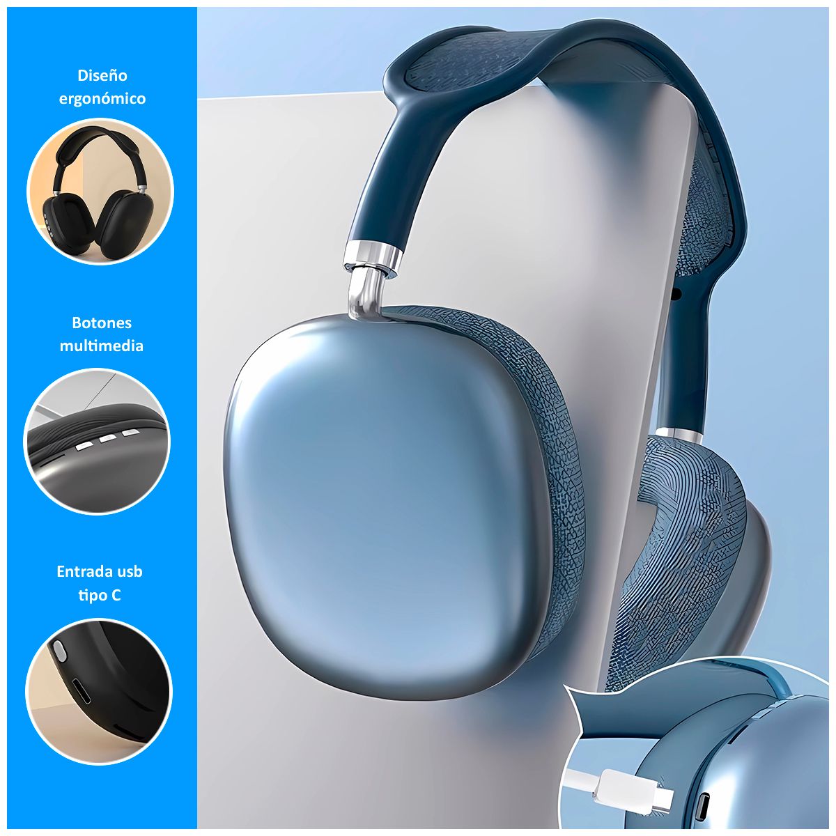 GENERICO - Audífonos Bluetooth P9  Azul