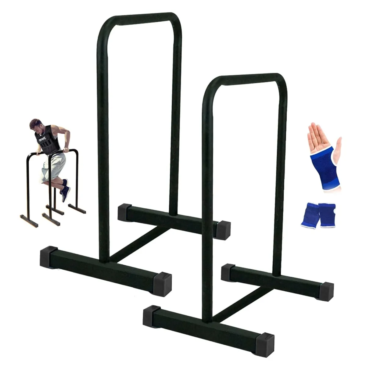 HOLGU - Barra Paralela Multifuncional Fondos abdominales + Guantes