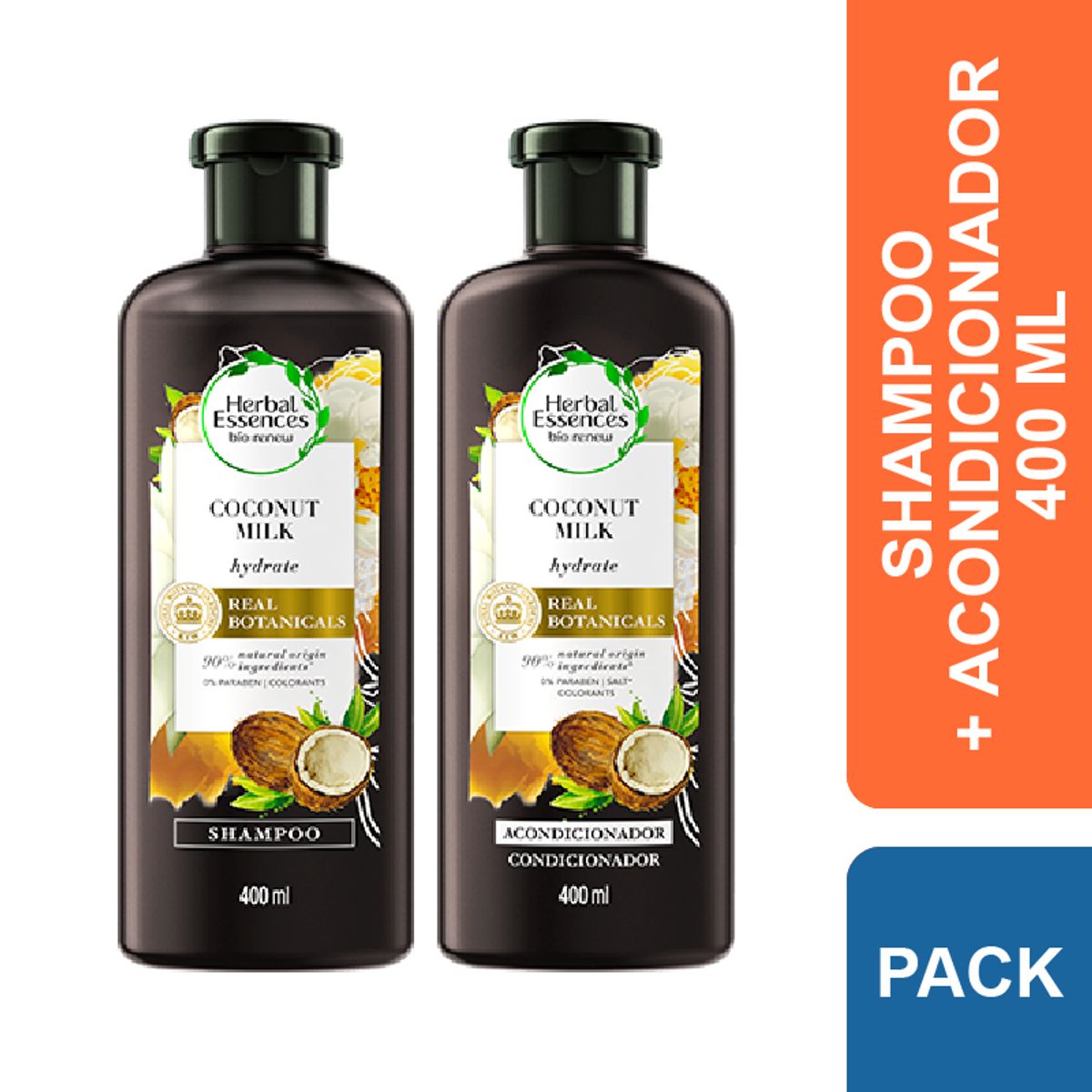 HERBAL ESSENCES - Shampoo + Acondicionador Herbal Essences Coconut Milk 400 ml