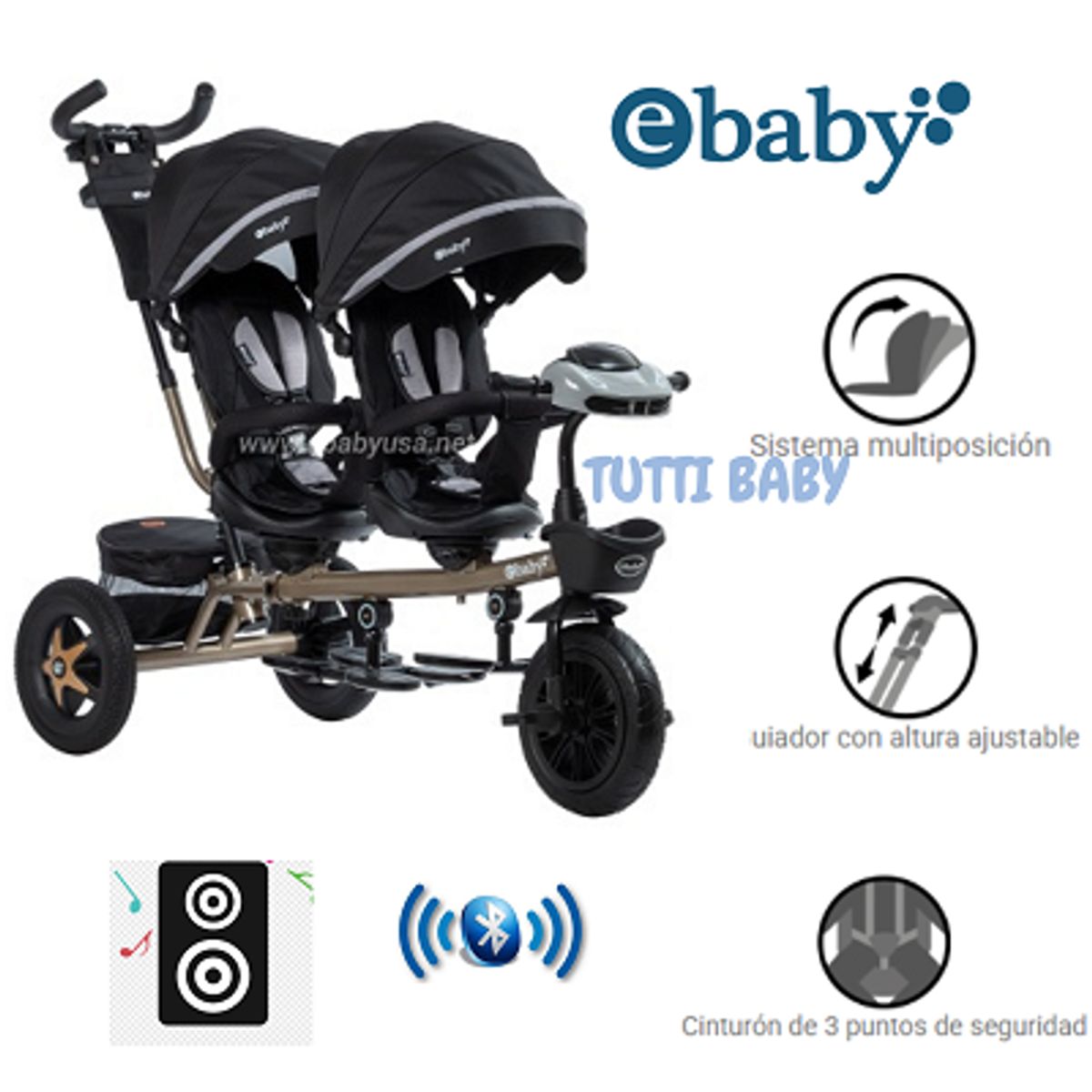 EBABY - TRICICLO MELLICERO EBABY 302-1 NEGRO