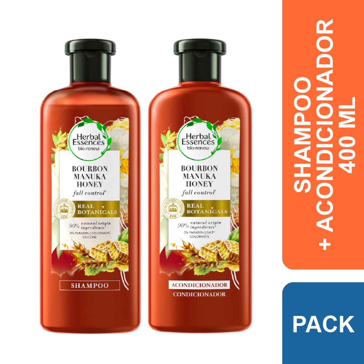 HERBAL ESSENCES - Shampoo + Acondicionador Herbal Essences  Bourbon Manuka Honey 400 ml