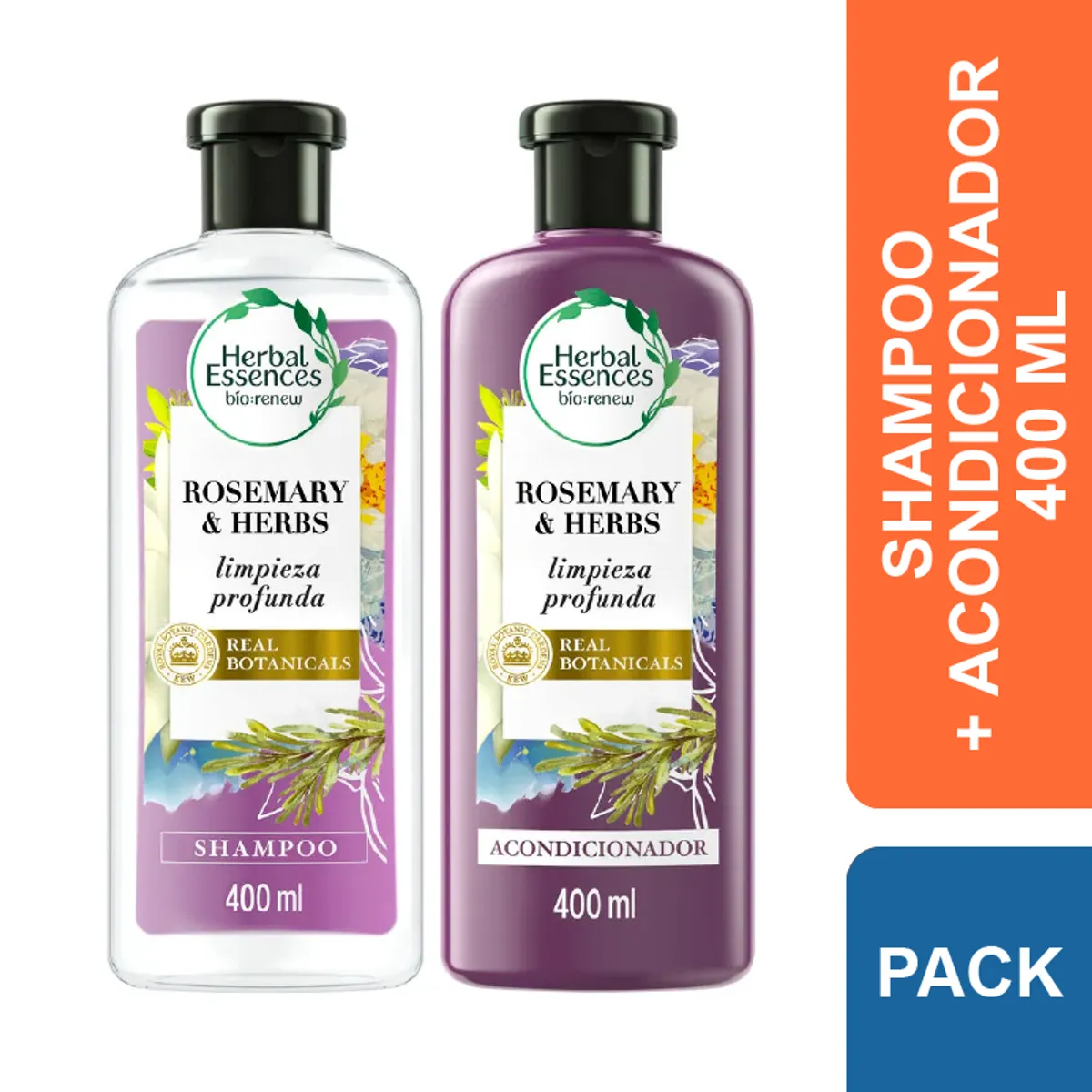 HERBAL ESSENCES - Shampoo + Acondicionador Herbal Essences Rosemary & Herbs 400 ml
