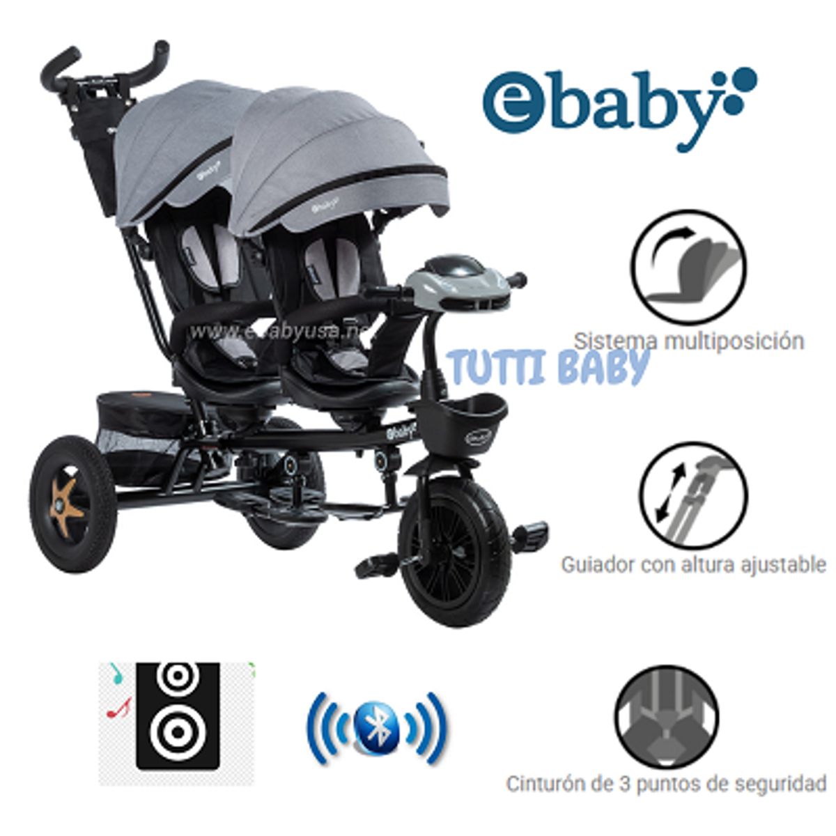 EBABY - TRICICLO MELLICERO EBABY 302-1 GRIS