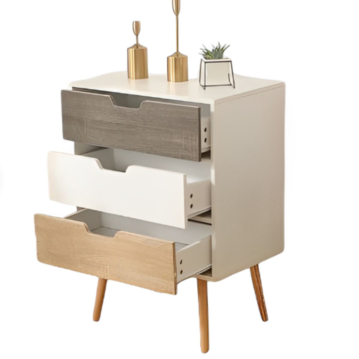 VENTITAS HOME - Velador Vintage Luna Ares Blanco Carbón y Rovere