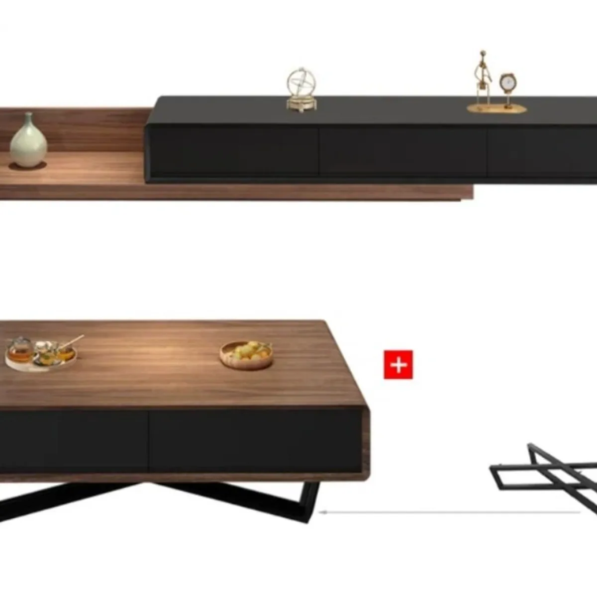 VENTITAS HOME - COMBO Mesa de TV + Mesa de Centro Nastya