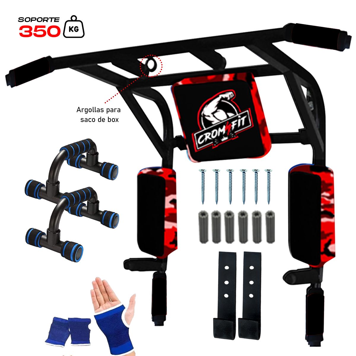 HOLGU - Barra Dominadas Multifuncional 10 En 1 + Guantes + Push Ups