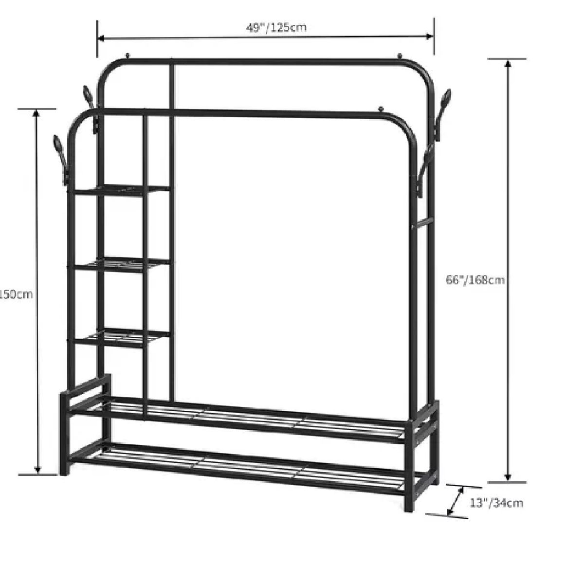 GENERICO - Perchero Doble Estante Organizador De Ropa Zapateros Grueso