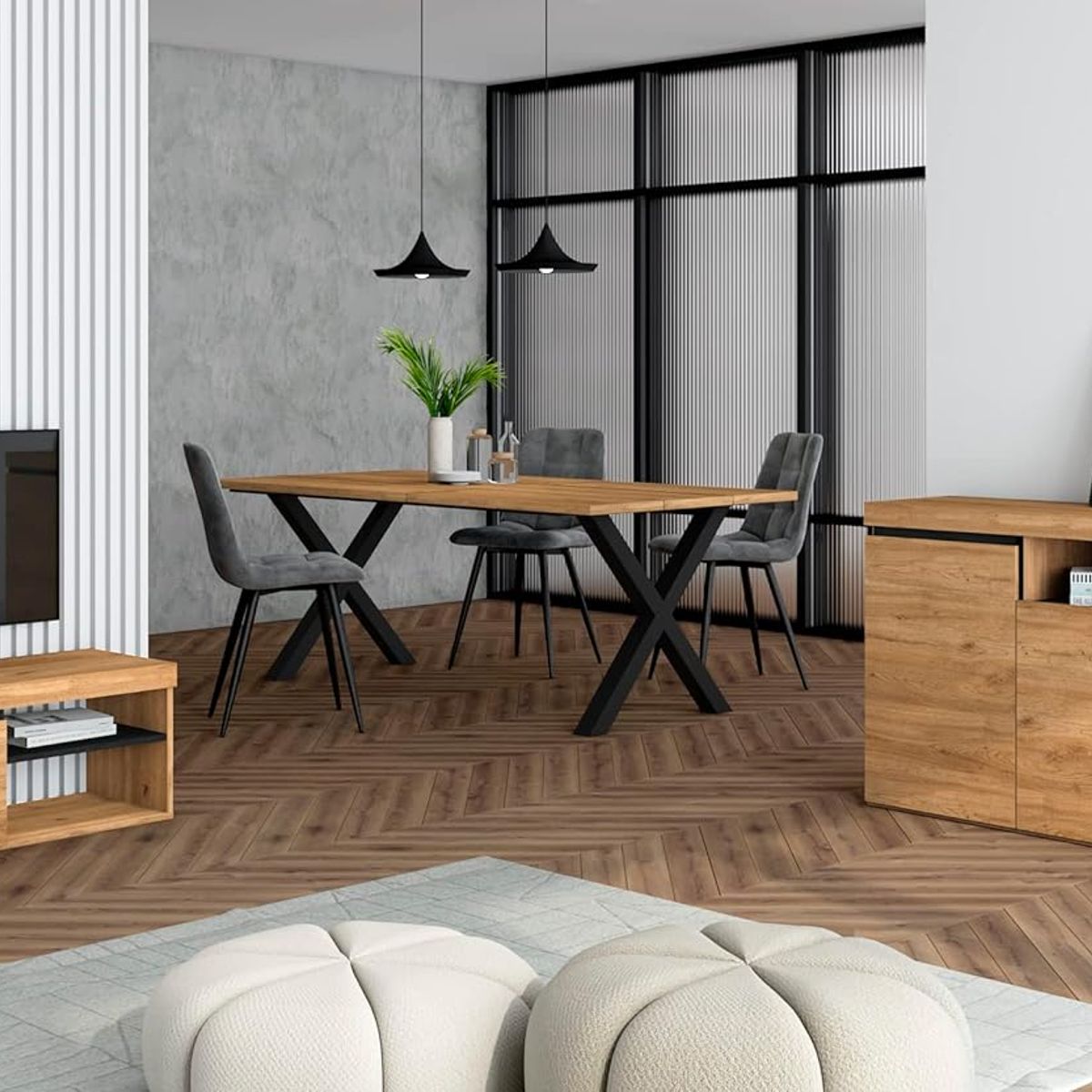 VENTITAS HOME - COMBO Mesa de TV 55° + Aparador Zephyr Color Panela