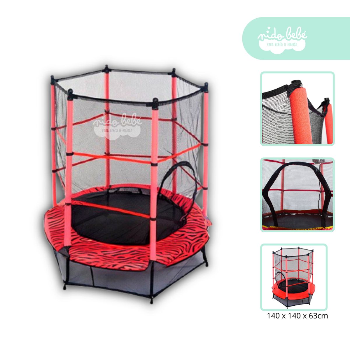 GENERICO - CAMA ELASTICA PARA NIÑOS ANIMAL PRINT RED