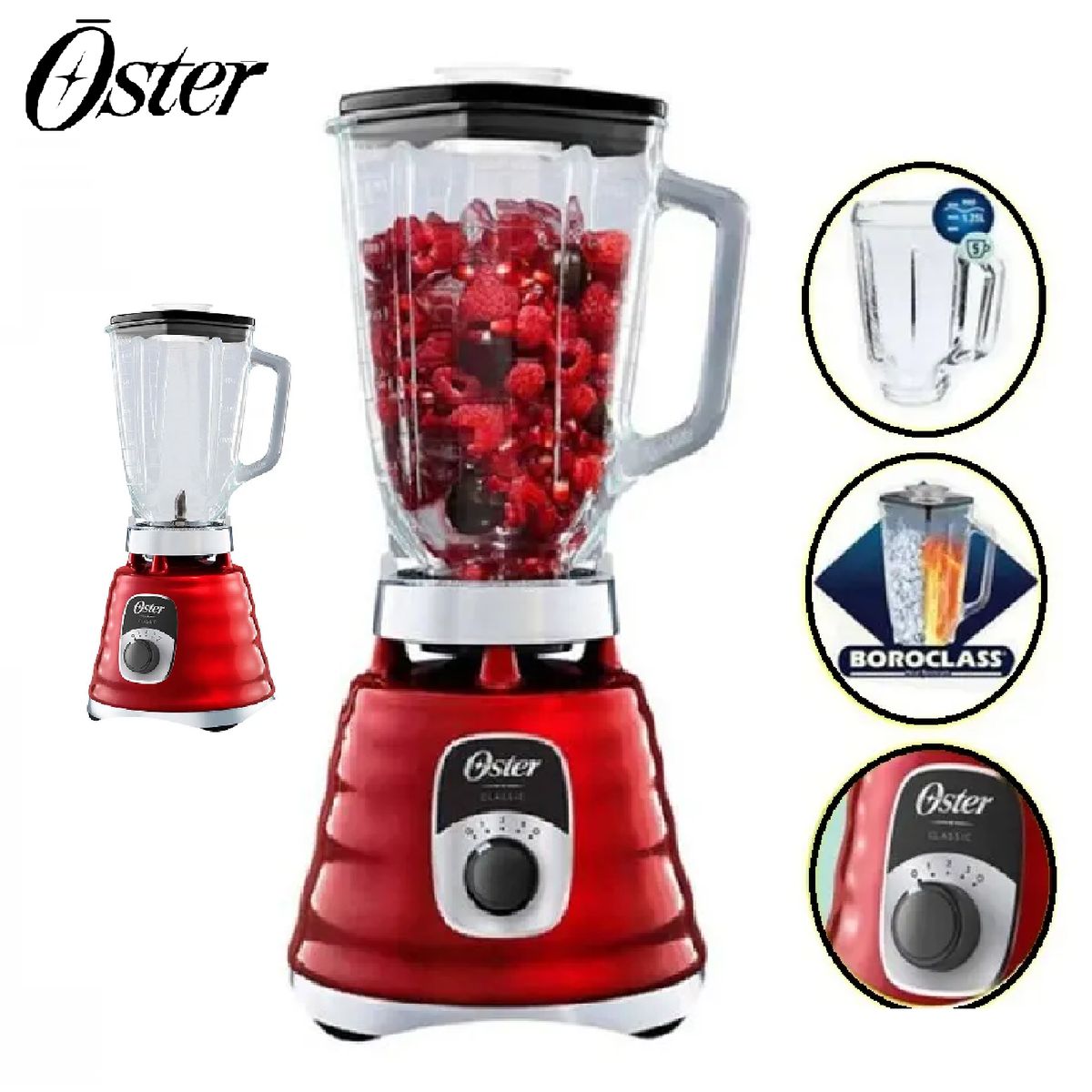 OSTER - Licuadora Oster Clasica 3 Velocidades BLST4126R-Rojo