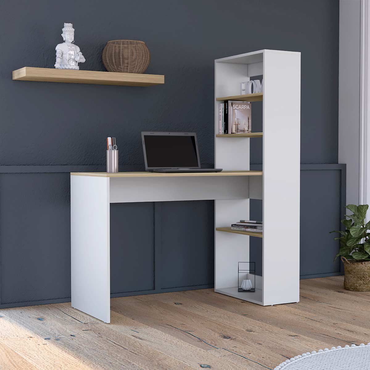 GENERICO - Escritorio Zeta  Blanco-Duna - Envío Armado y Melamina 18mm