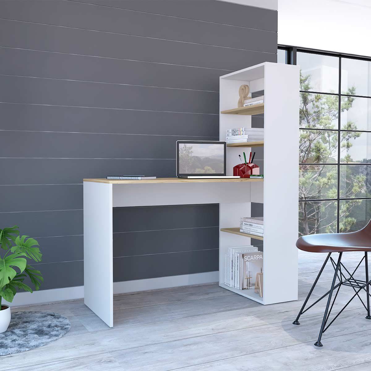 GENERICO - Escritorio Zeta  Blanco-Duna - Envío Armado y Melamina 18mm