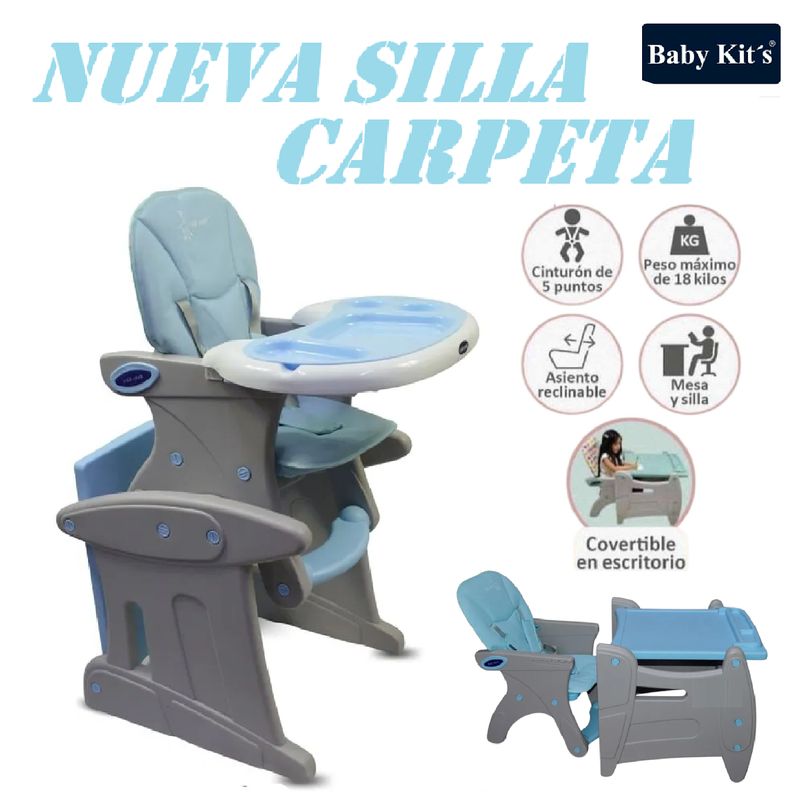BABY KITS - Silla carpeta Baby Kits convertible 3 en 1 Escritorio -Azul