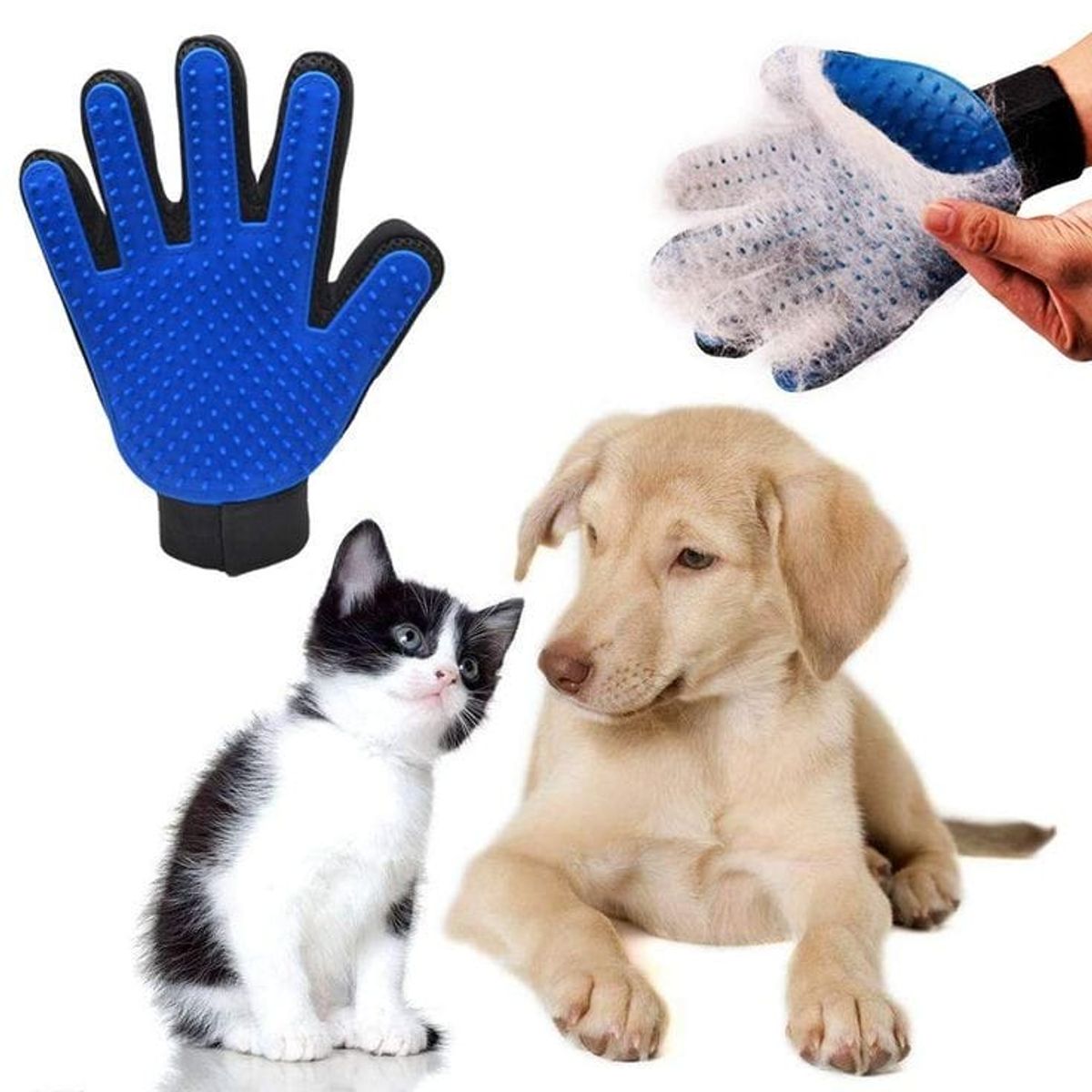 GENERICO - GUANTE QUITA PELOS PARA MASCOTAS COLOR AZUL