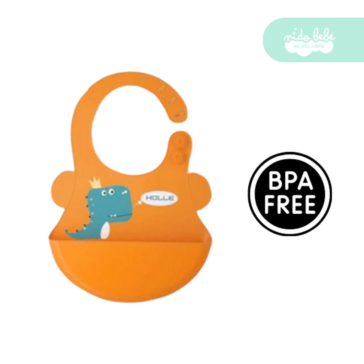 GENERICO - babero de silicona de bebe color naranja