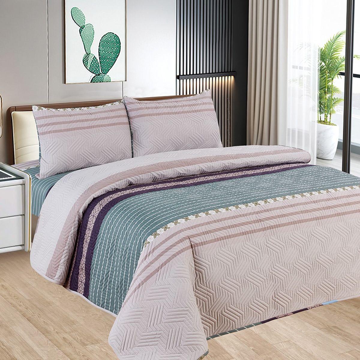 CASATEX - Cubrecama y Juego de Sábanas 2 Plz 100% Algodón - 5 Piezas