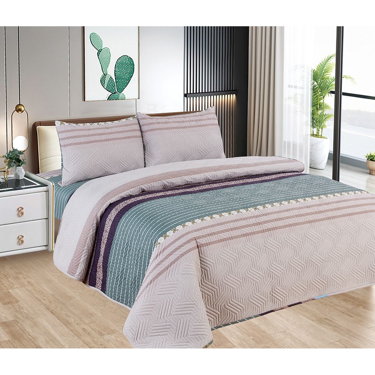 CASATEX - Cubrecama y Juego de Sábanas 2 Plz 100% Algodón - 5 Piezas