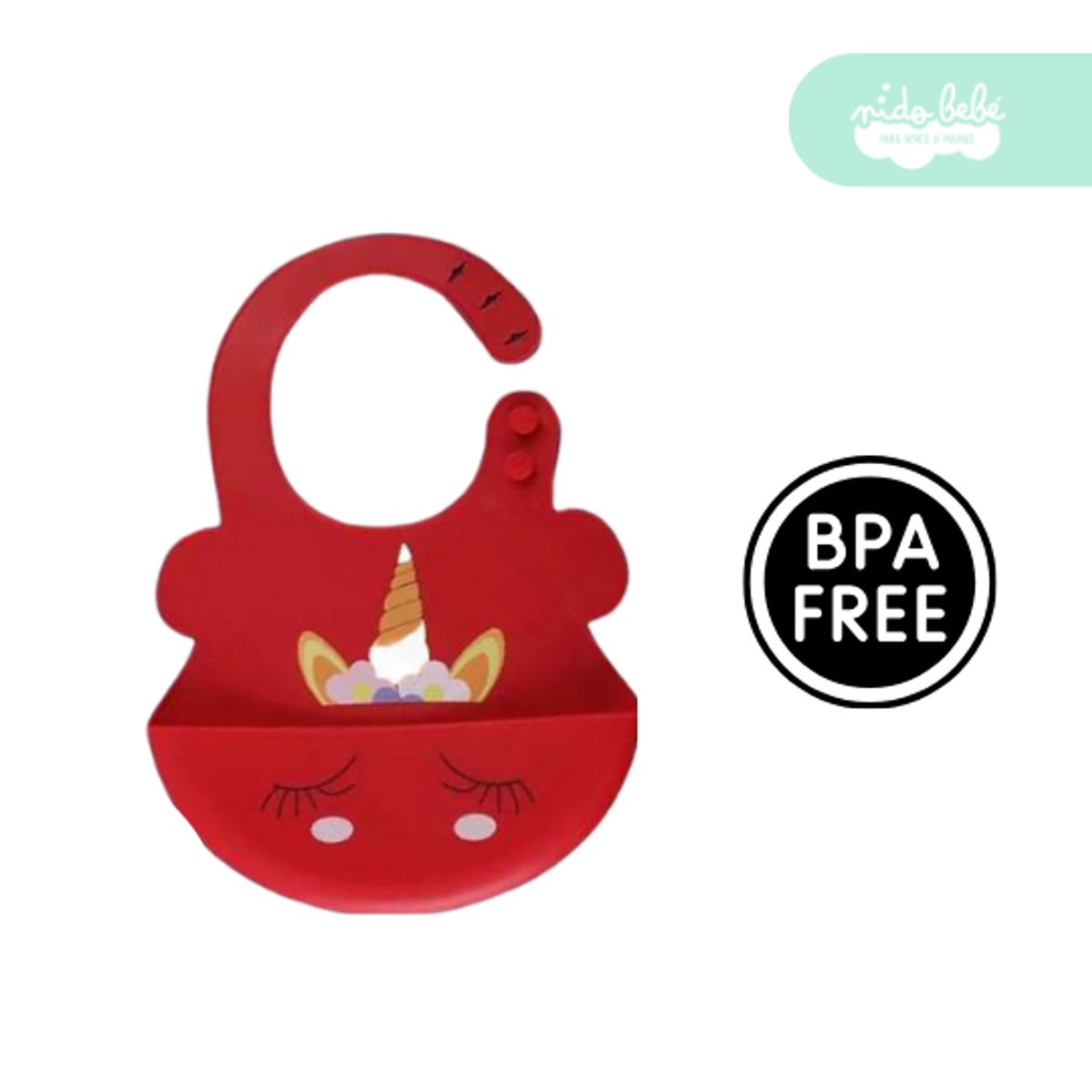 GENERICO - babero de silicona de bebe color rojo