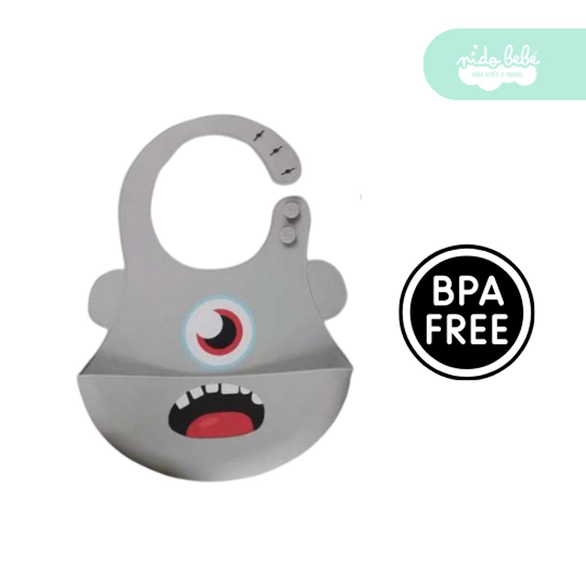 GENERICO - babero de silicona de bebe color plomo