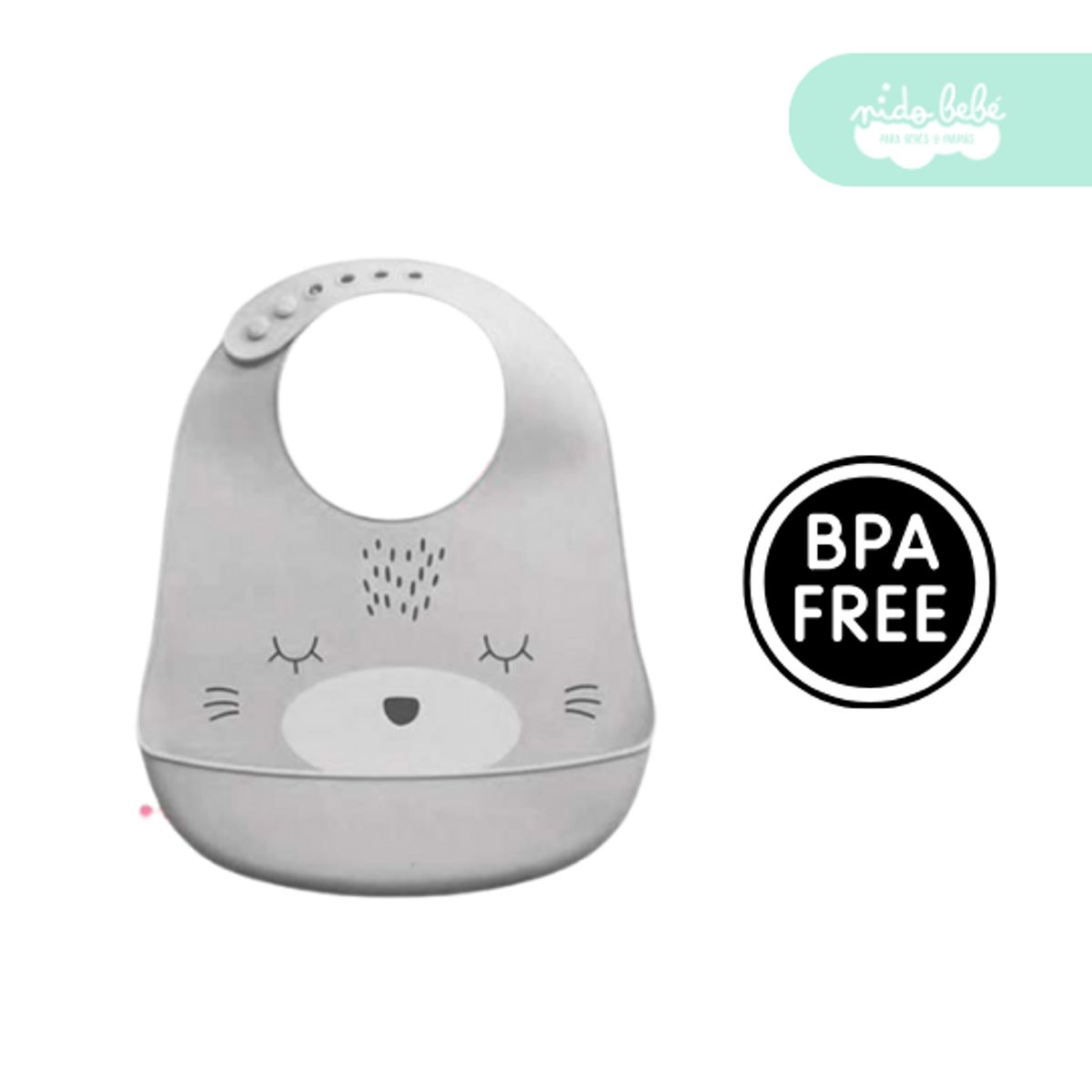 GENERICO - babero de silicona de bebe modelo osito color plomo