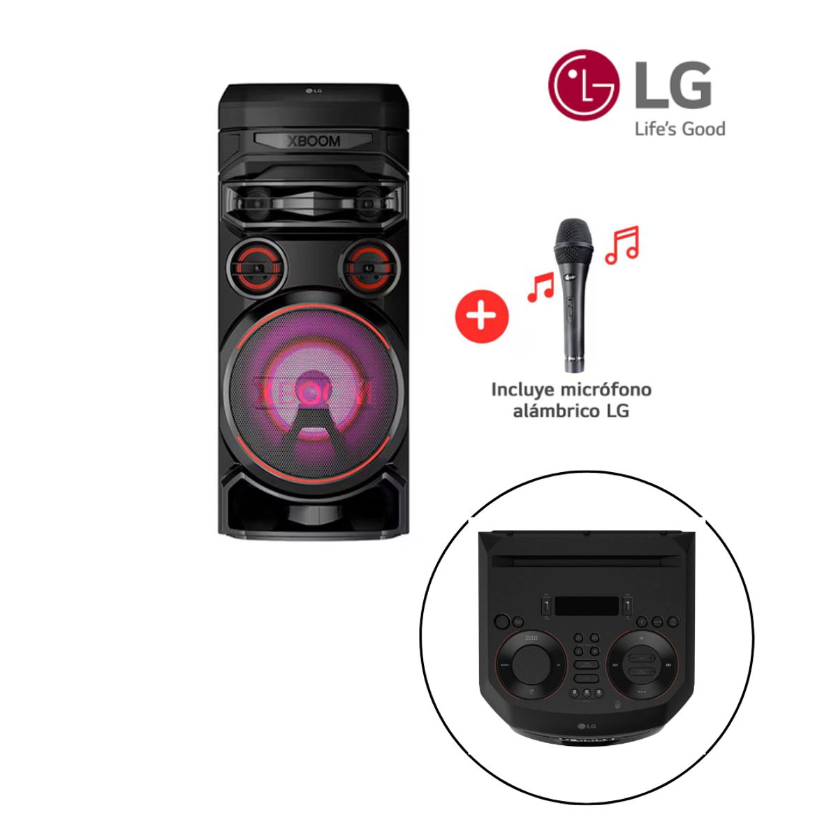 LG - Torre de Sonido LG XBOOM RNC7 Bluetooth Karaoke más Micrófono - Negro