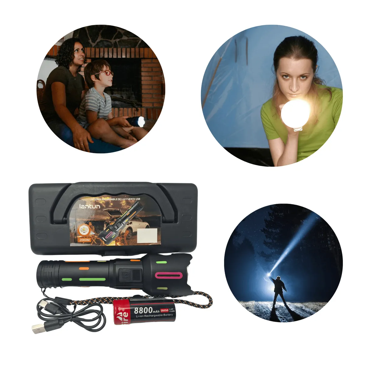 ROHS - Máxima Resistencia y Brillo  Linterna Recargable para Todo Terreno