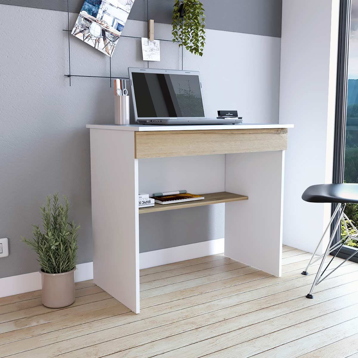 GENERICO - Escritorio Alma  Blanco-Duna  - Envío Armado y Melamina 18mm