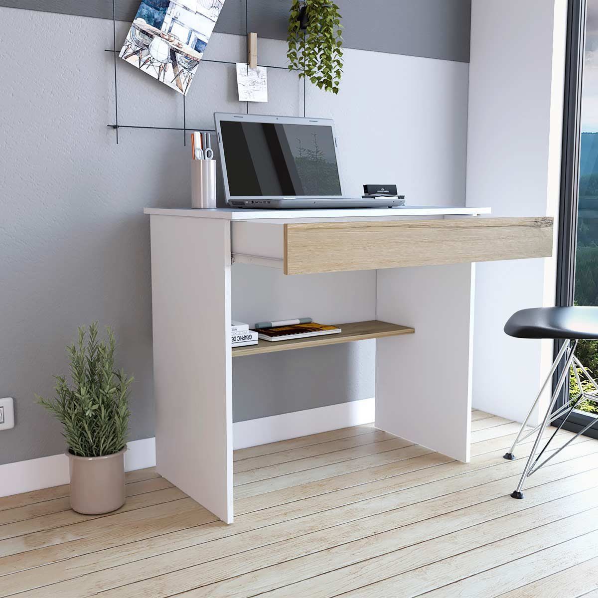 GENERICO - Escritorio Alma  Blanco-Duna  - Envío Armado y Melamina 18mm