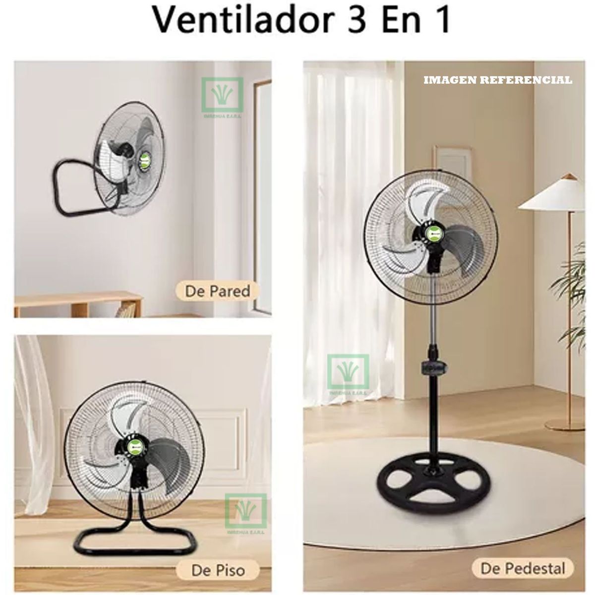 BOSKKO - Ventilador Pedestal 3 en 1 De 18″ 200 W BK-8218VI/NG Caja de 2U