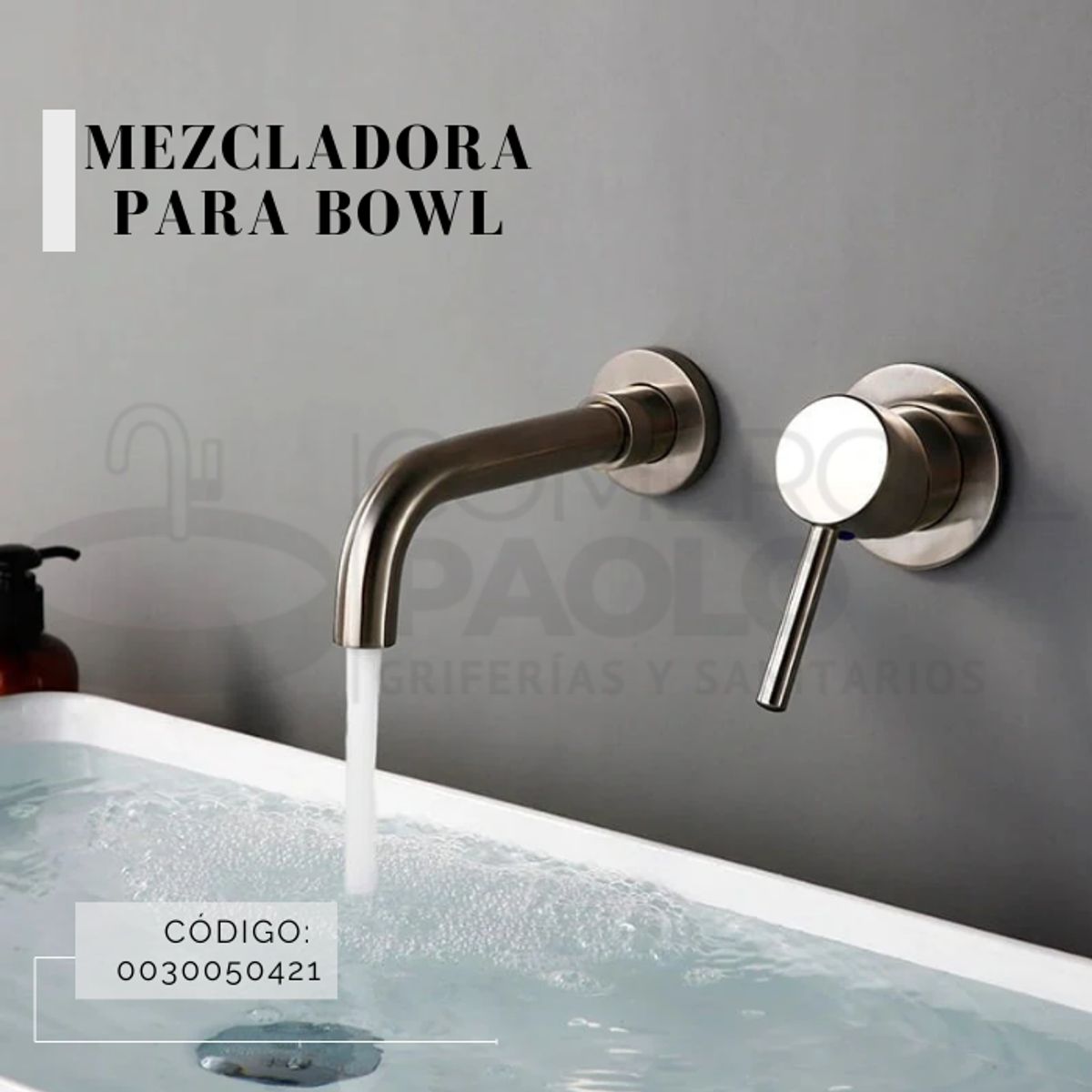 FRATELLI - MEZCLADORA MONOCOMANDO DE LAVATORIO A LA PARED GRIS 0030050421