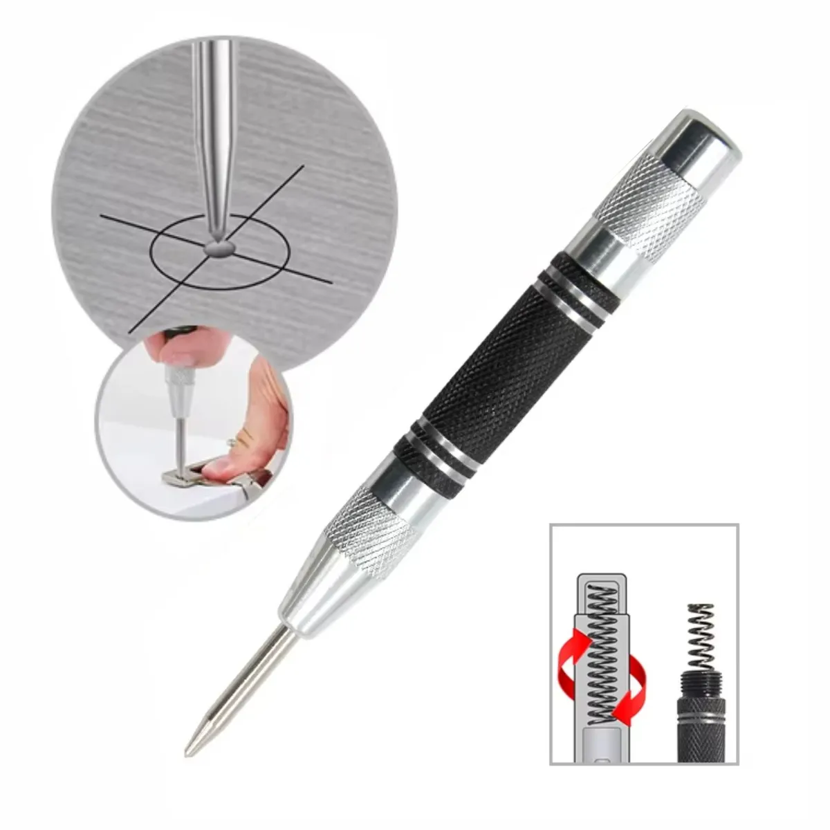 GENERICO - Punzón Automático Impacto Marcador Agujero Acero al Carbono