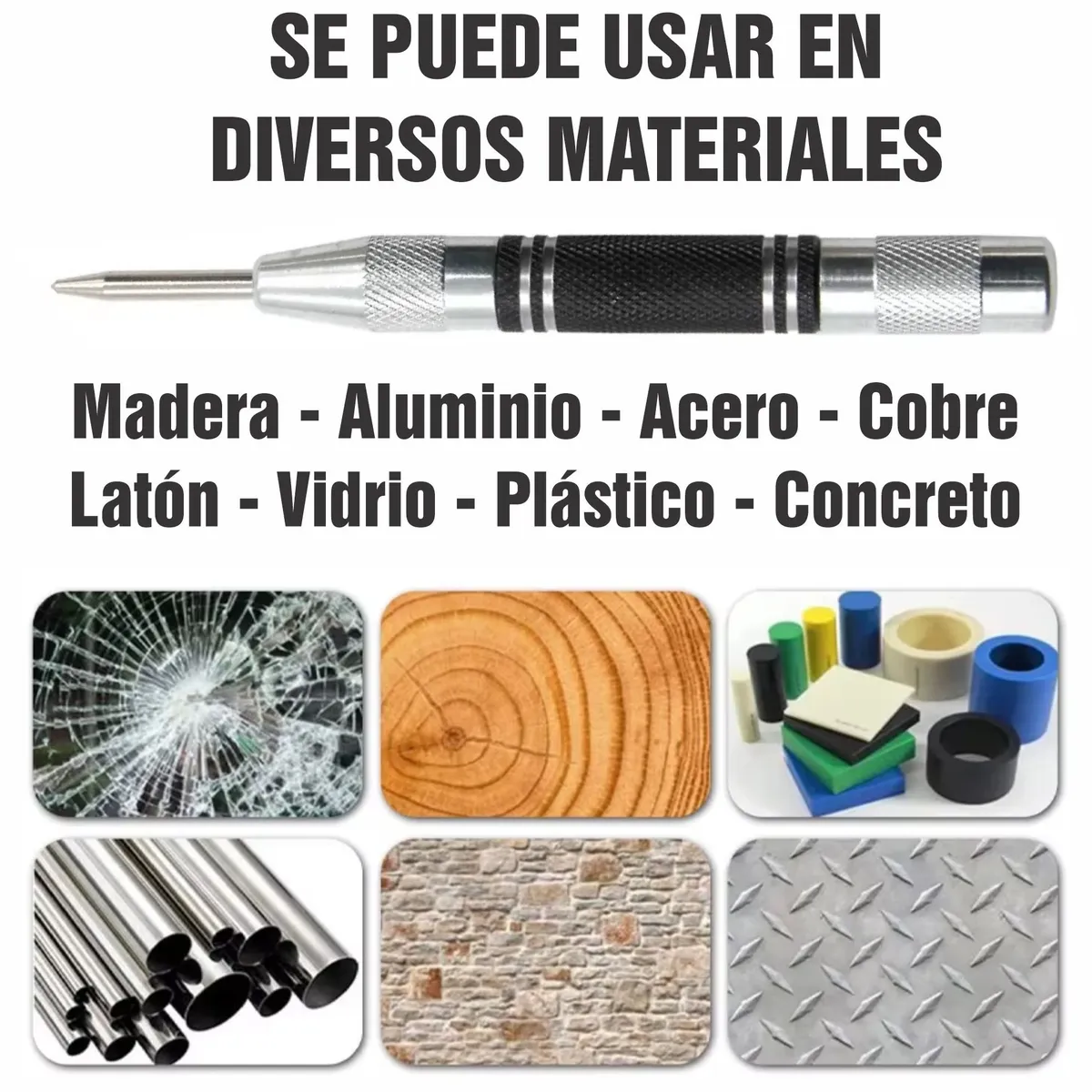 GENERICO - Punzón Automático Impacto Marcador Agujero Acero al Carbono