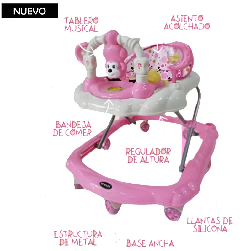 GENERICO - Andador Para Bebé Musical Monito Rosado