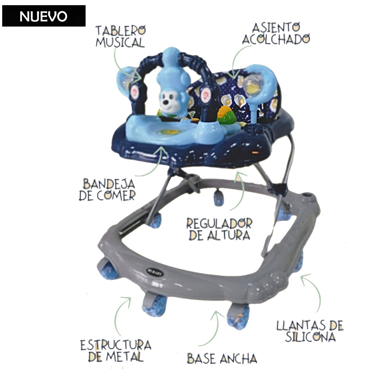 GENERICO - Andador Para Bebé Musical Monito Azul