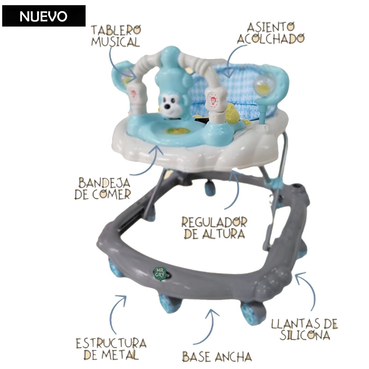 GENERICO - Andador Para Bebé Musical Monito Celeste