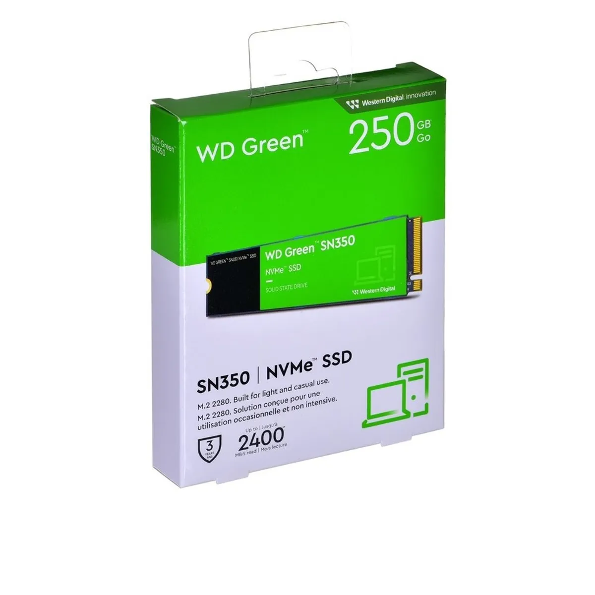 WESTERN DIGITAL - Disco SSD Western Digital WD Green SN350 250GB M2 2280 PCIe 3.0