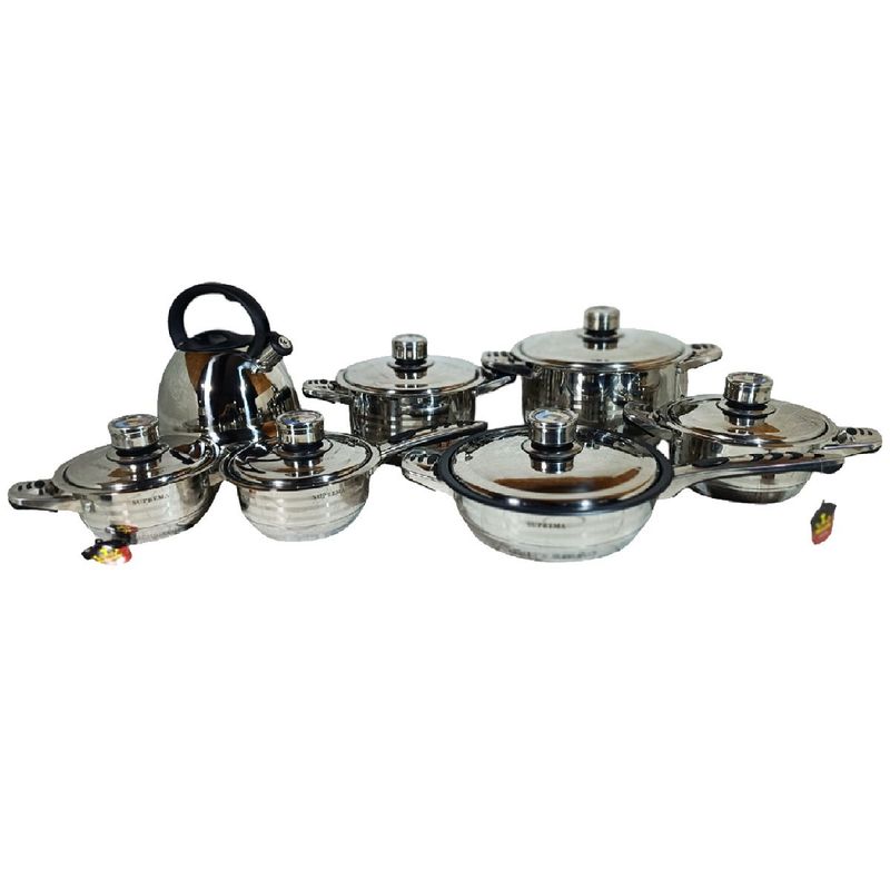 GENERICO - Set de Ollas SUPREMA SU-W013-14PCS con Tapas de Acero con Termostato