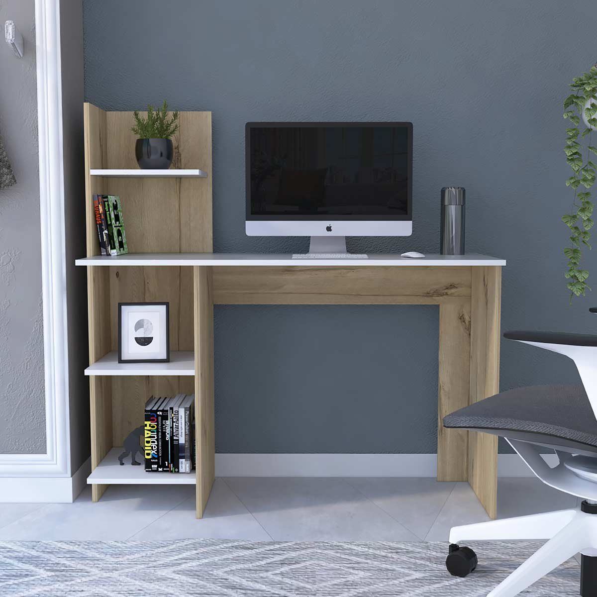 GENERICO - Escritorio Aurora  Blanco-Duna   - Envío Armado y Melamina 18mm