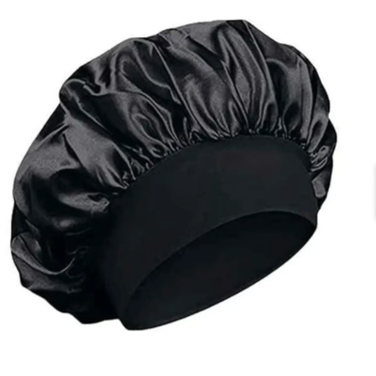 GENERICO - GORRO DE SATIN PARA DORMIR CABELLO LISO Y RIZADO EVITA ENREDOS NEGRO