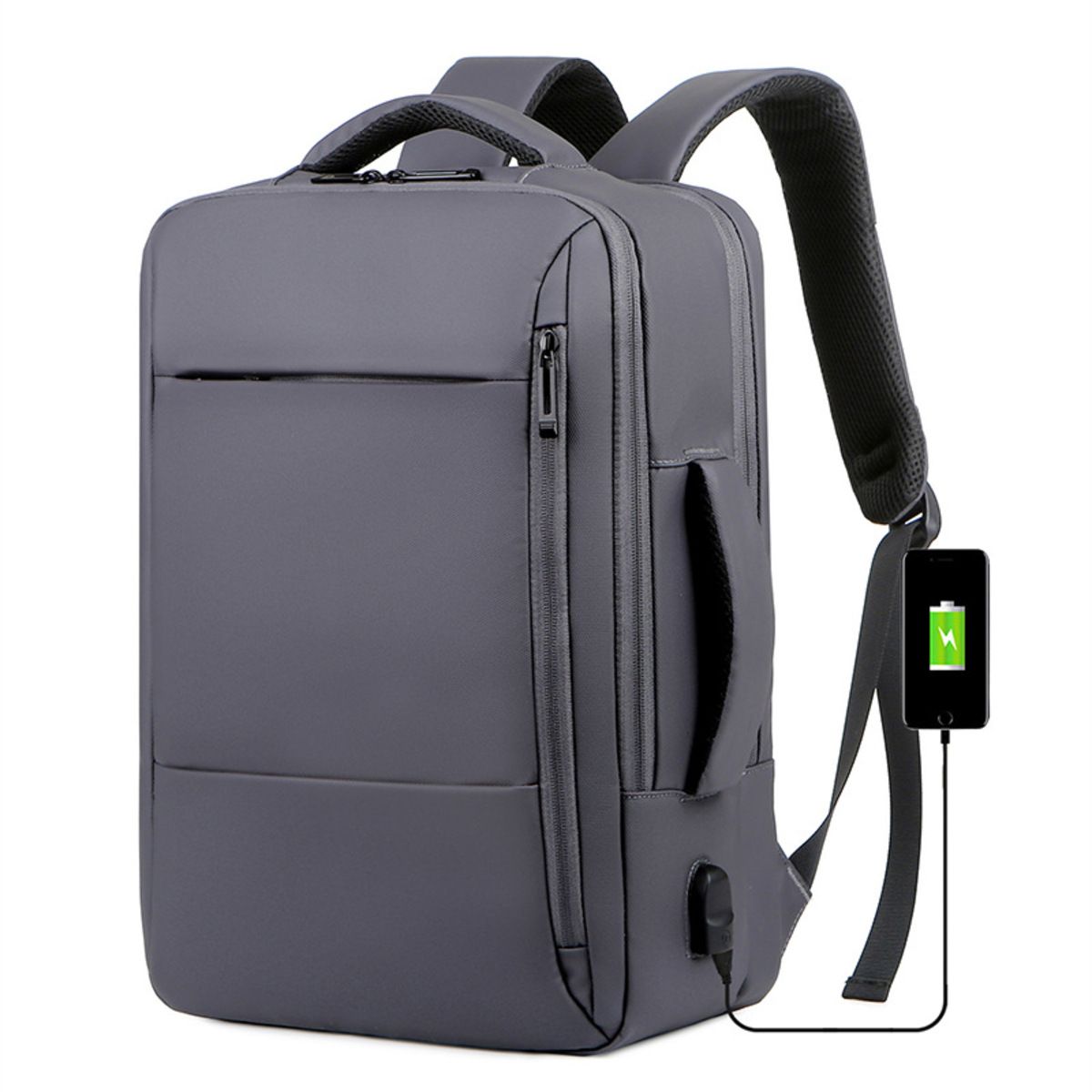 GENERICO - Mochila De Viaje Maleta Trabajo Negocios Impermeable USB Portatil Gris