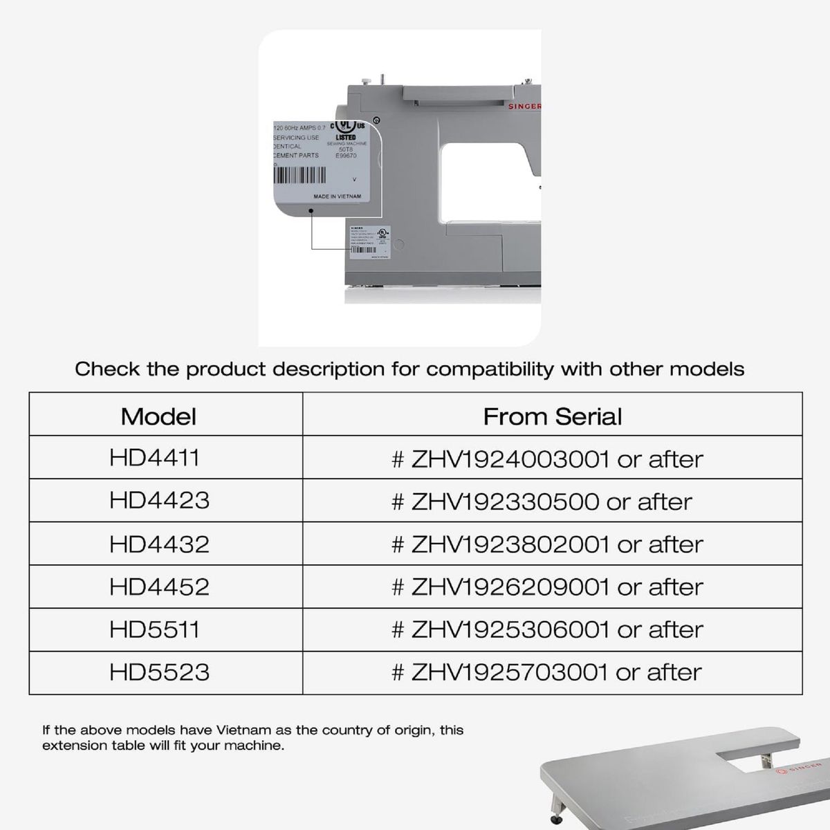 SINGER - Mesa Extensora SINGER para Máquinas de Coser Facilita Pro