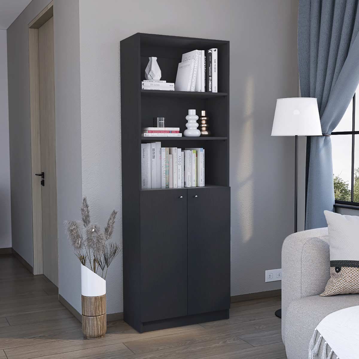 GENERICO - Estanteria Norlan E4   Wengue Oscuro - Envío Armado y Melamina 18mm