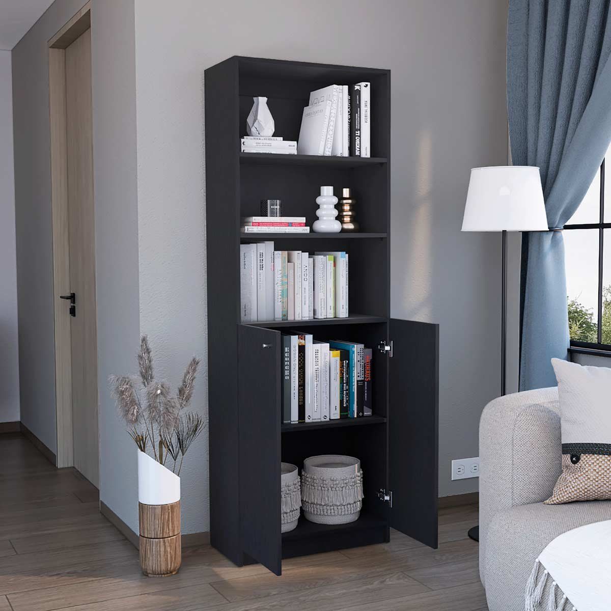 GENERICO - Estanteria Norlan E4   Wengue Oscuro - Envío Armado y Melamina 18mm