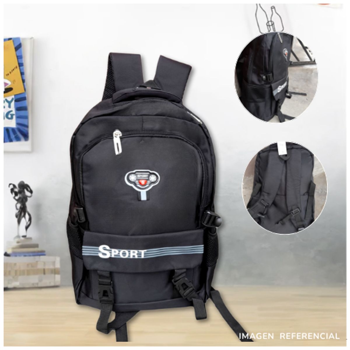 INSPIRA MARKET - Mochila Escolar Mochila Sport Hombre Negro