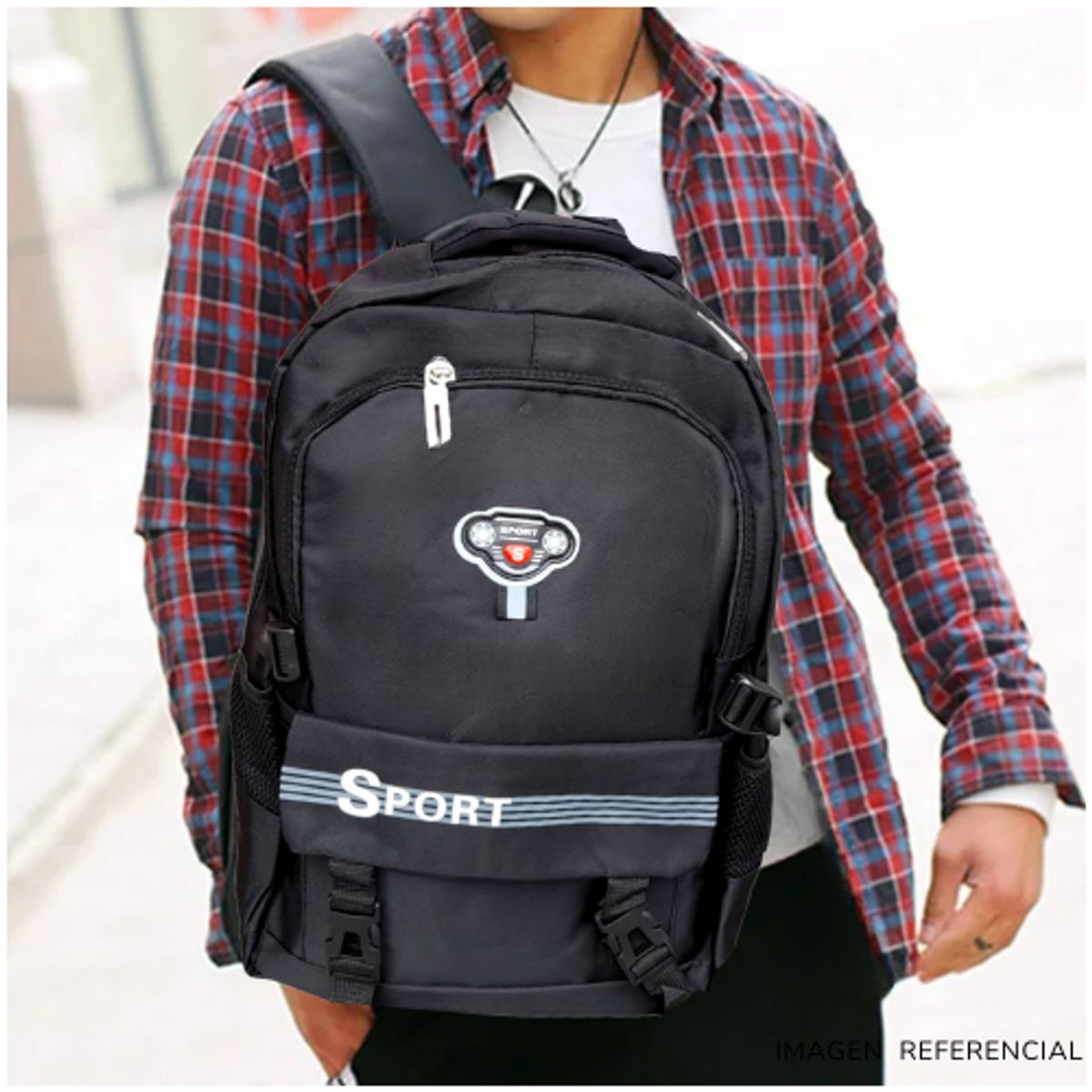 INSPIRA MARKET - Mochila Escolar Mochila Sport Hombre Negro