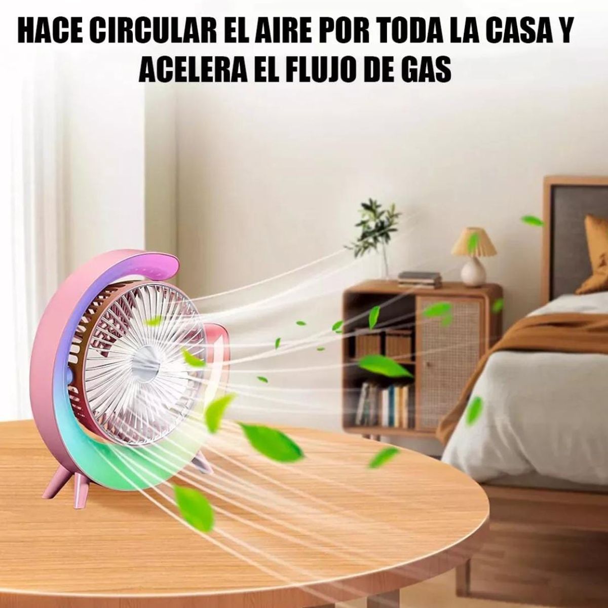GENERICO - VENTILADOR LÁMPARA RGB LUZ MULTICOLORES EN FORMA DE G
