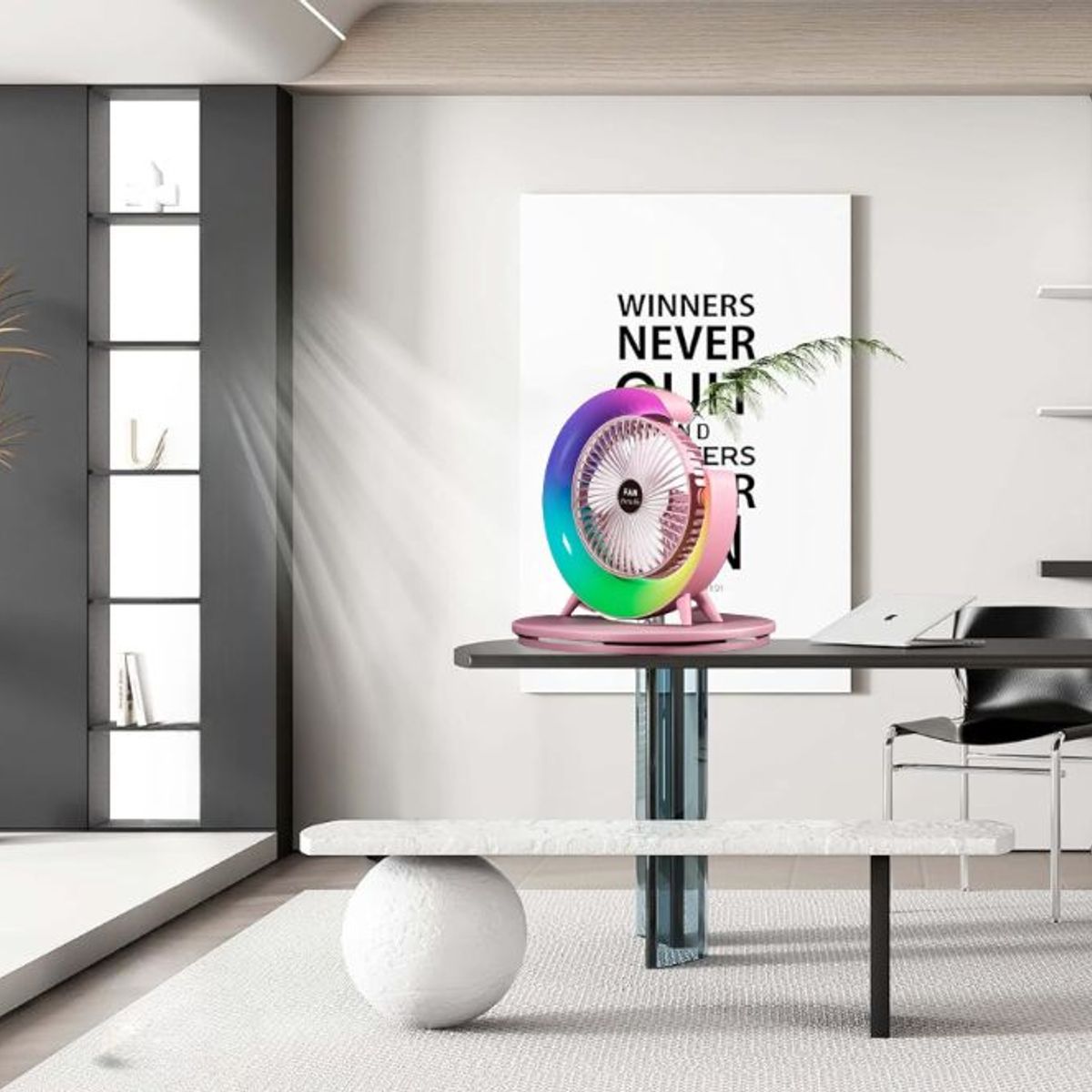 GENERICO - VENTILADOR LÁMPARA RGB LUZ MULTICOLORES EN FORMA DE G