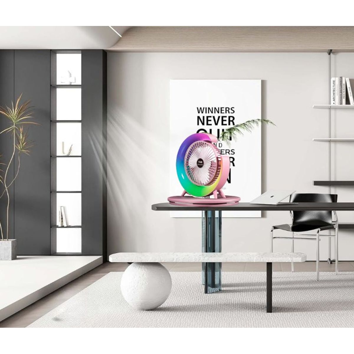 GENERICO - VENTILADOR LÁMPARA RGB LUZ MULTICOLORES EN FORMA DE G